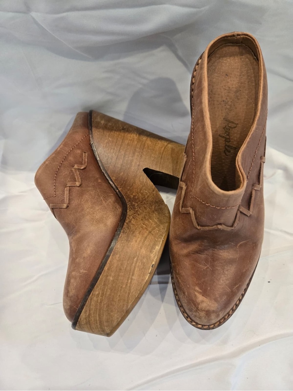 Free People Brown Leather Platform Mule Clogs - Picture 4 of 4